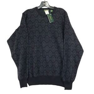 Vintage Robinsons Private Stock Wool Sweater Mens XL Black Geometric Made Italy